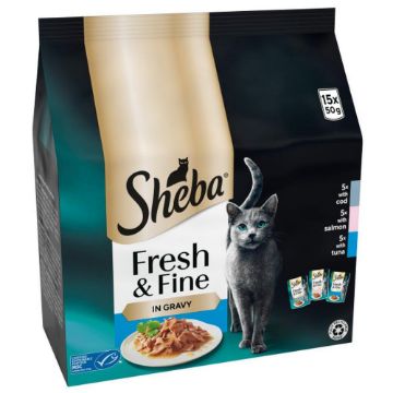 Picture of Sheba Pouch Fresh & Fine Fish Collection in Gravy 50g 15-pack x 3