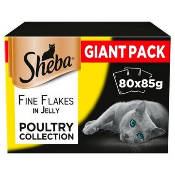 Picture of Sheba Pouch Fine Flakes Poultry in Jelly 85g GIANT Pack 80pk x 1