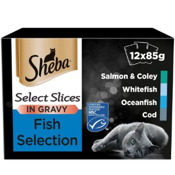 Picture of Sheba Pouch Select Slices Gravy Fish Selection 85g 12-Pack x 4