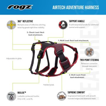 Picture of ROGZ AirTech Adventure Harness Rock Red XL x 1