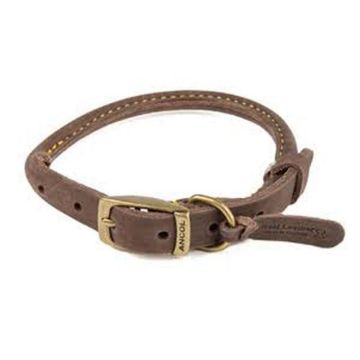 Picture of Ancol Timberwolf Rolled Leather Collar Sable 16" Size 3 x 1