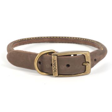 Picture of Ancol Timberwolf Rolled Leather Collar Sable 22" Size 6 x 1