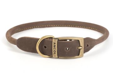 Picture of Ancol Timberwolf Rolled Leather Collar Sable 24" Size 7 x 1