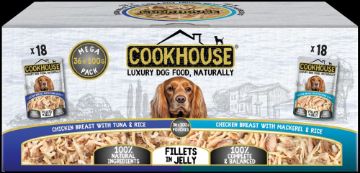Picture of COOKHOUSE Dog Pouch Fillets Jelly Chicken & Fish Mixed Variety 100g 36pk x 1
