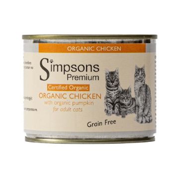 Picture of * Simpsons Premium Adult Cat Can Organic Chicken with Pumpkin 200g x 6