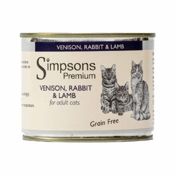 Picture of * Simpsons Premium Adult Cat Can Venison, Rabbit & Lamb 200g x 6