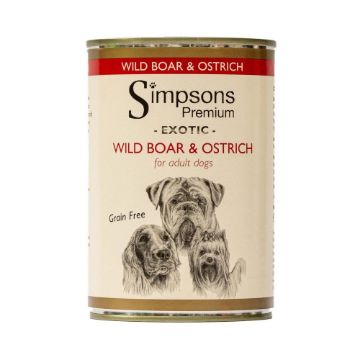 Picture of * Simpsons Premium Adult Dog Can Wild Boar & Ostrich Casserole 400g x 6