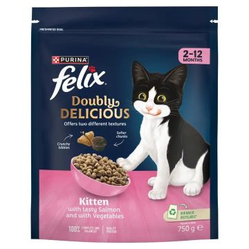 Picture of Felix Dry Doubly Delicious KITTEN Salmon & Veg 750g x 4