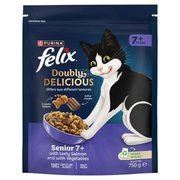 Picture of Felix Dry Doubly Delicious SENIOR Cat Salmon & Veg 750g x 4
