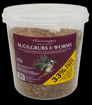 Picture of J&J Dried Bugs, Grubs & Worms 1.6kg TUB x 1