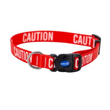 Picture of Ancol Nylon Adjustable Awareness Collar 45-70cm Size 5-9 - 'CAUTION' x 1