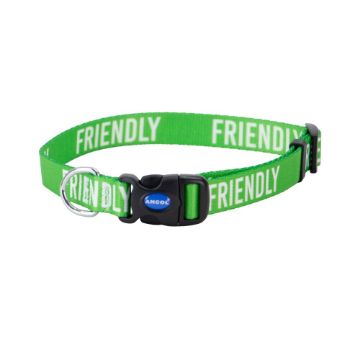 Picture of Ancol Nylon Adjustable Awareness Collar 45-70cm Size 5-9 - 'FRIENDLY' x 1