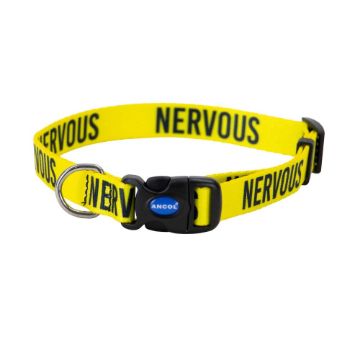 Picture of Ancol Nylon Adjustable Awareness Collar 30-50cm Size 2-5 - 'NERVOUS' x 1