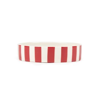 Picture of Scruffs Amalfi Stripe Ceramic Pet Saucer - Red 13cm x 1