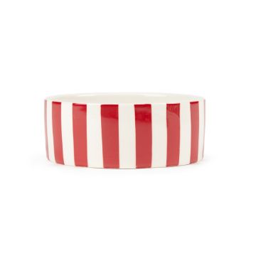 Picture of Scruffs Amalfi Stripe Ceramic Food Bowl - Red 19cm x 1