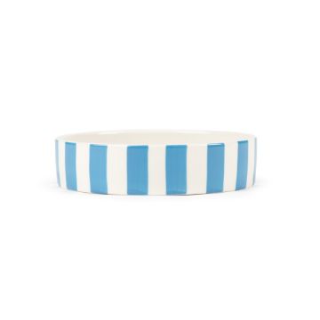 Picture of Scruffs Amalfi Stripe Ceramic Pet Saucer - Blue 13cm x 1